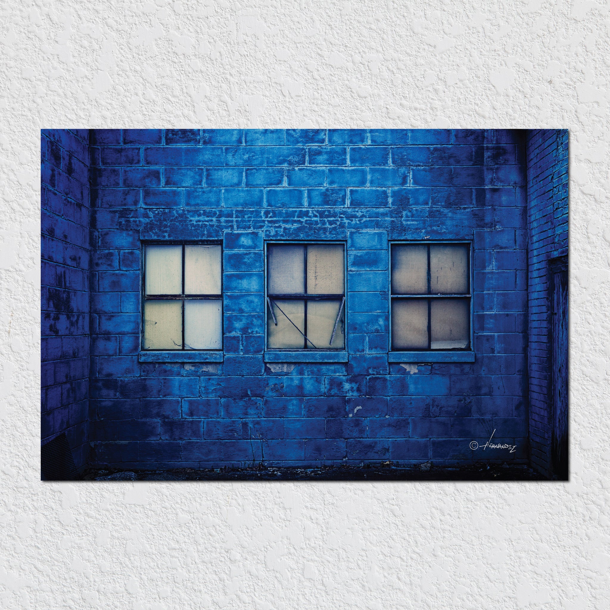 3 Windows Blue Wall by Peter Hernandez